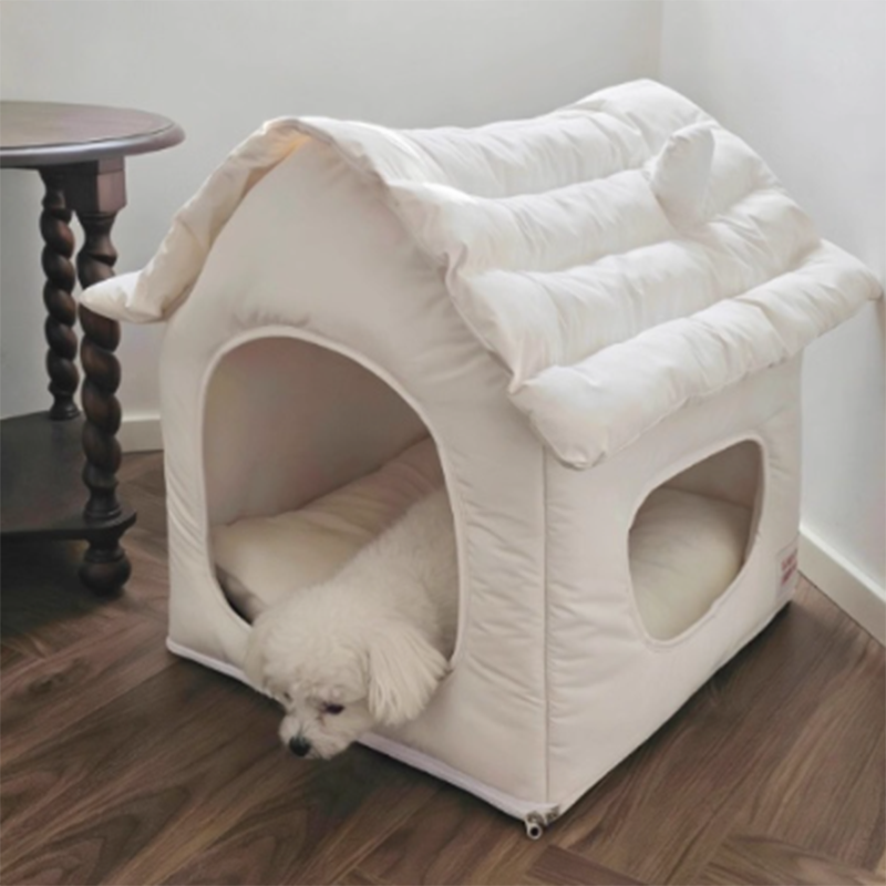 Modern Minimalist House Shaped Plastic Polyester Cotton PP Cotton Pet Waterproof Dog Bed Cat Bed For Bedroom Cuvalon