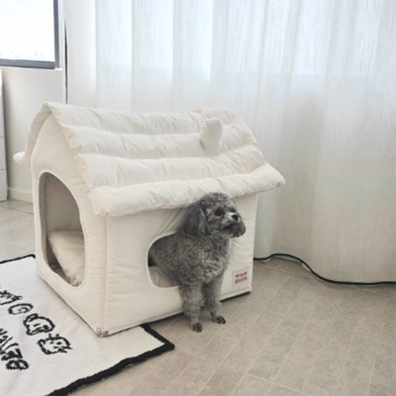 Modern Minimalist House Shaped Plastic Polyester Cotton PP Cotton Pet Waterproof Dog Bed Cat Bed For Bedroom Cuvalon