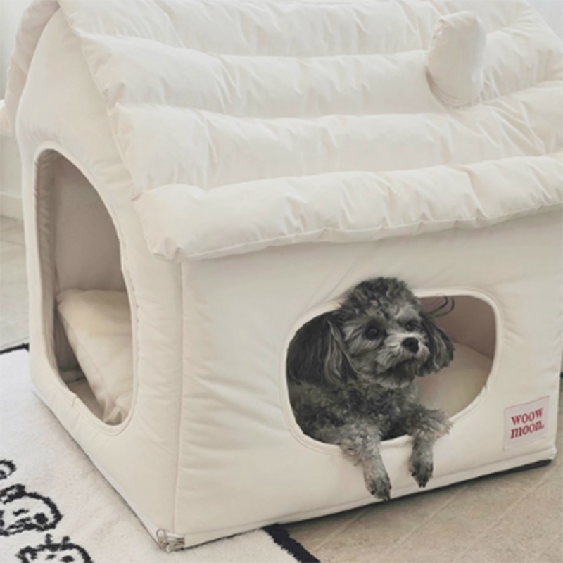 Modern Minimalist House Shaped Plastic Polyester Cotton PP Cotton Pet Waterproof Dog Bed Cat Bed For Bedroom Cuvalon