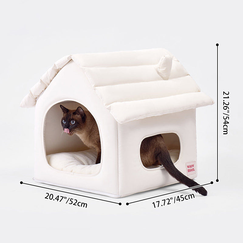 Modern Minimalist House Shaped Plastic Polyester Cotton PP Cotton Pet Waterproof Dog Bed Cat Bed For Bedroom Cuvalon