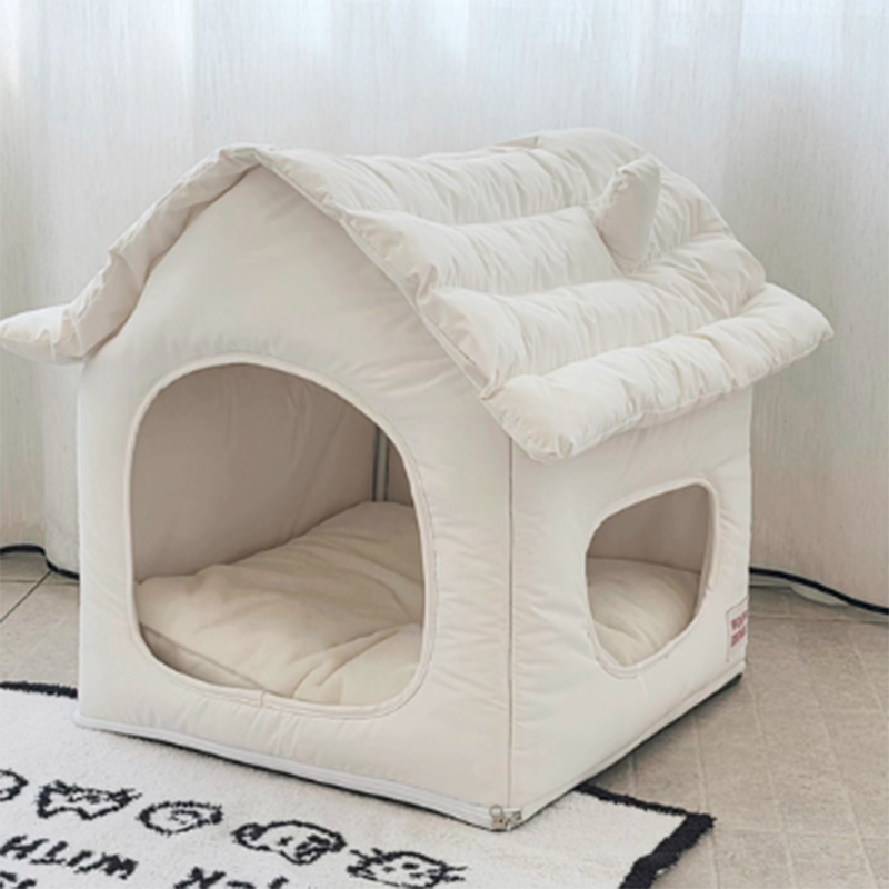 Modern Minimalist House Shaped Plastic Polyester Cotton PP Cotton Pet Waterproof Dog Bed Cat Bed For Bedroom Cuvalon