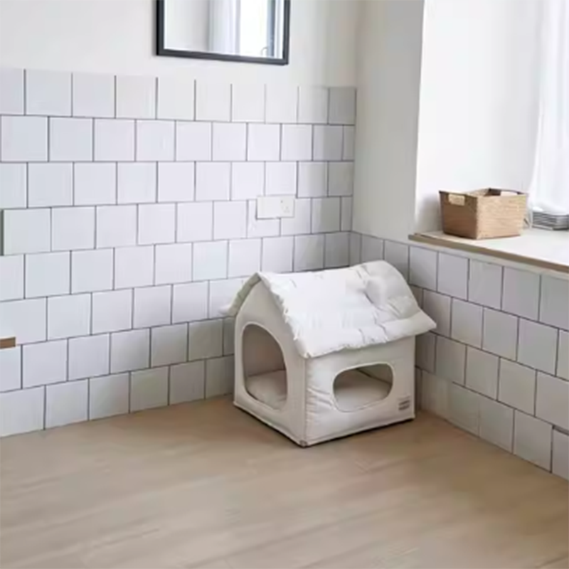 Modern Minimalist House Shaped Plastic Polyester Cotton PP Cotton Pet Waterproof Dog Bed Cat Bed For Bedroom Cuvalon
