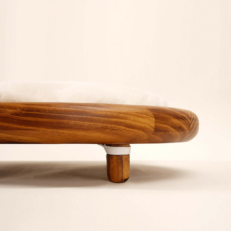 Modern Minimalist Oval Solid Wood Velvet Cat Claw Leather Pet Dog Bed & Cat Bed For Bedroom Cuvalon