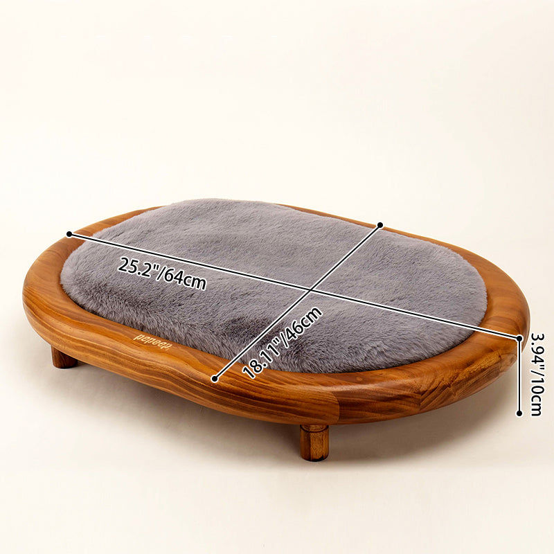 Modern Minimalist Oval Solid Wood Velvet Cat Claw Leather Pet Dog Bed & Cat Bed For Bedroom Cuvalon