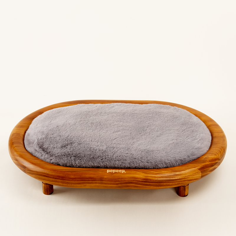 Modern Minimalist Oval Solid Wood Velvet Cat Claw Leather Pet Dog Bed & Cat Bed For Bedroom Cuvalon
