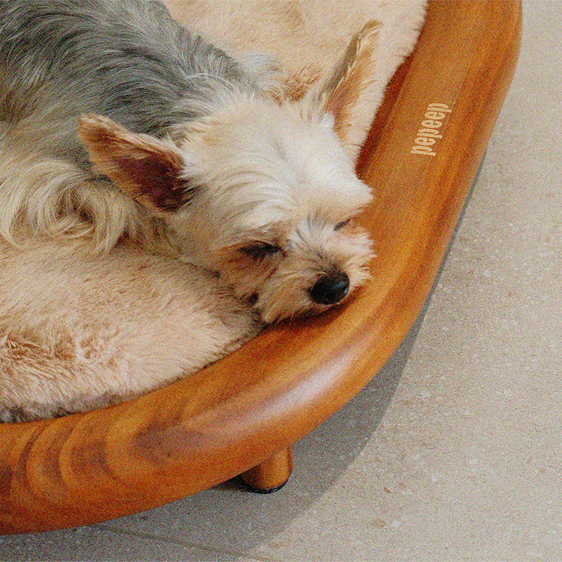 Modern Minimalist Oval Solid Wood Velvet Cat Claw Leather Pet Dog Bed & Cat Bed For Bedroom Cuvalon