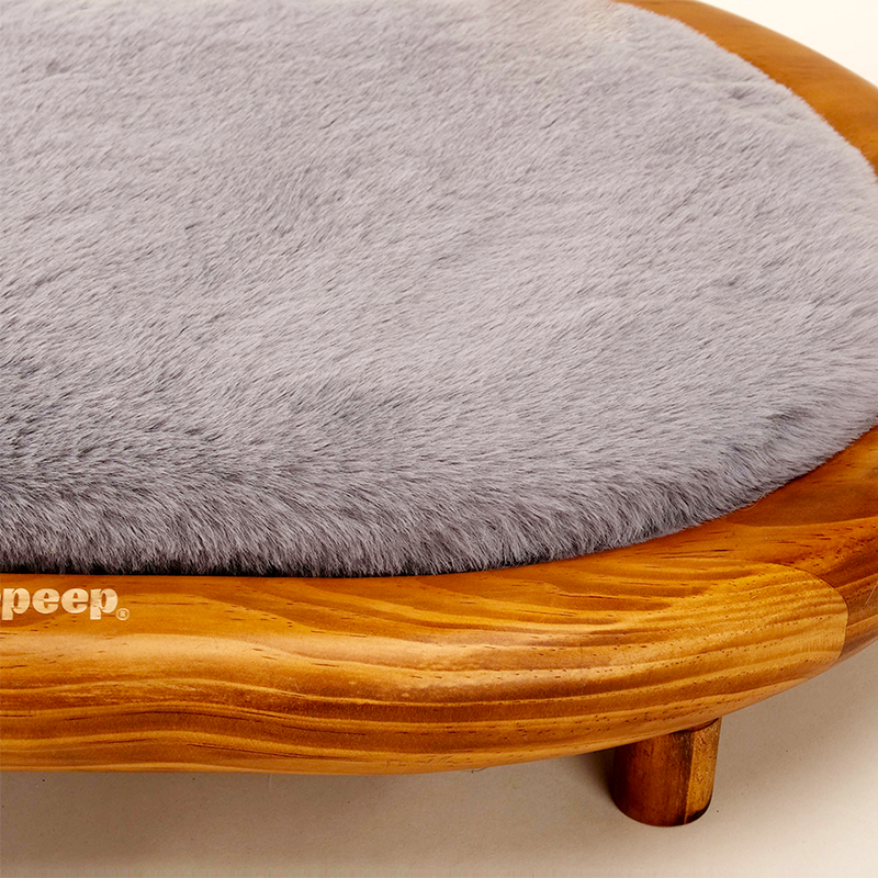 Modern Minimalist Oval Solid Wood Velvet Cat Claw Leather Pet Dog Bed & Cat Bed For Bedroom Cuvalon