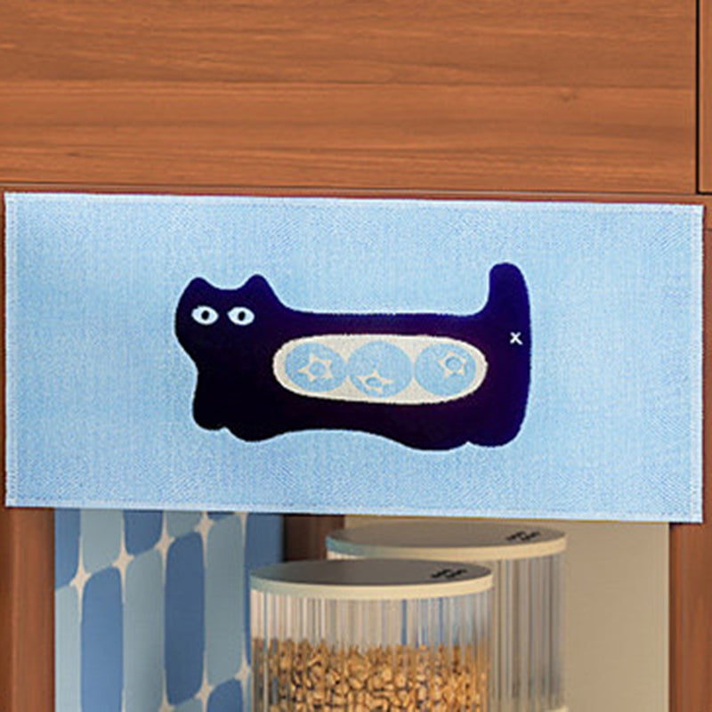 Contemporary Creative Rectangular Cat Pattern Solid Wood Particle Board Fabric Ceramic PU Leather Height-Adjustable Pet Storage Cabinet With 1 Drawer For Living Room Cuvalon