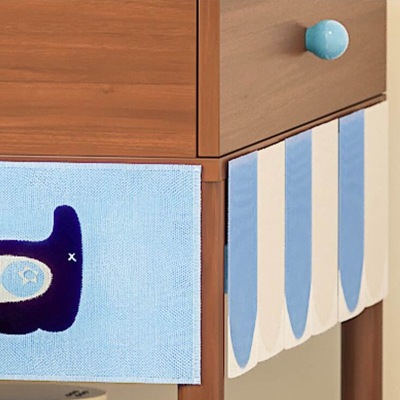Contemporary Creative Rectangular Cat Pattern Solid Wood Particle Board Fabric Ceramic PU Leather Height-Adjustable Pet Storage Cabinet With 1 Drawer For Living Room Cuvalon