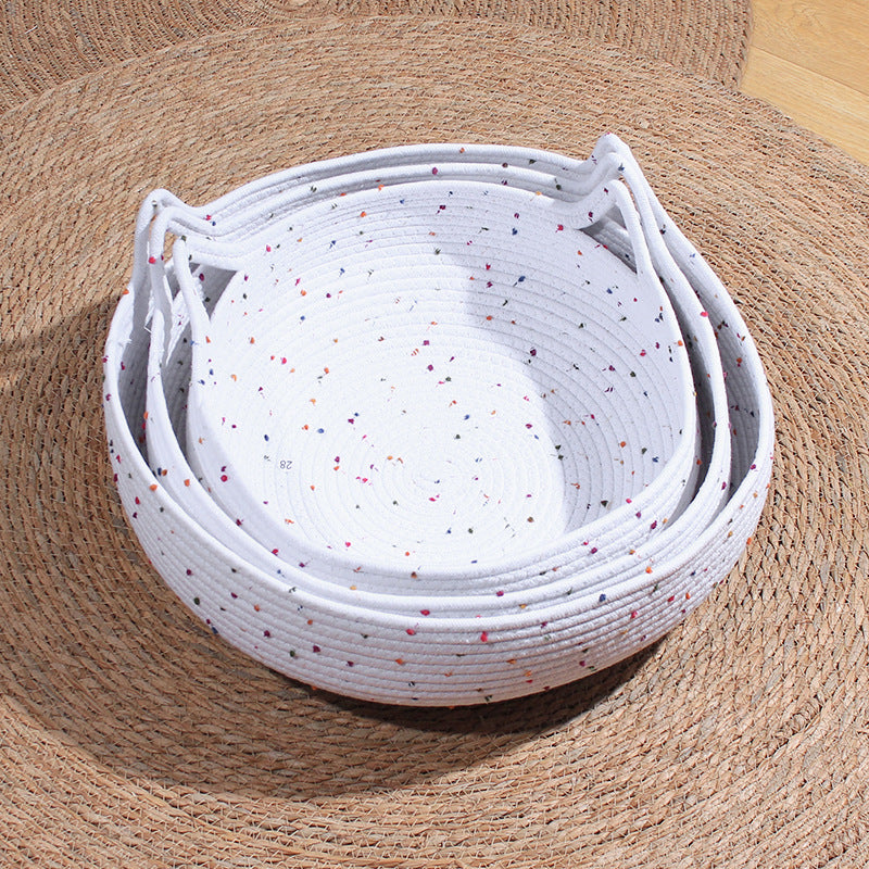 Contemporary Creative Cylindrical Cat Ear Design Cotton Rope Fabric Bamboo Cat Bed Toy Ball For Bedroom Cuvalon