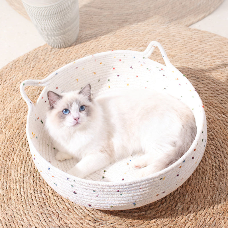 Contemporary Creative Cylindrical Cat Ear Design Cotton Rope Fabric Bamboo Cat Bed Toy Ball For Bedroom Cuvalon