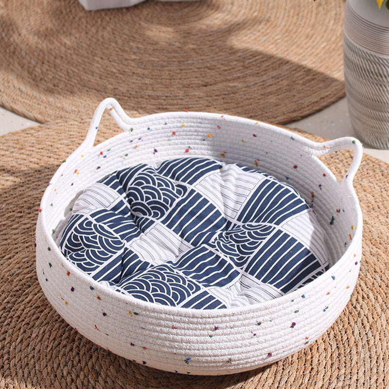 Contemporary Creative Cylindrical Cat Ear Design Cotton Rope Fabric Bamboo Cat Bed Toy Ball For Bedroom Cuvalon