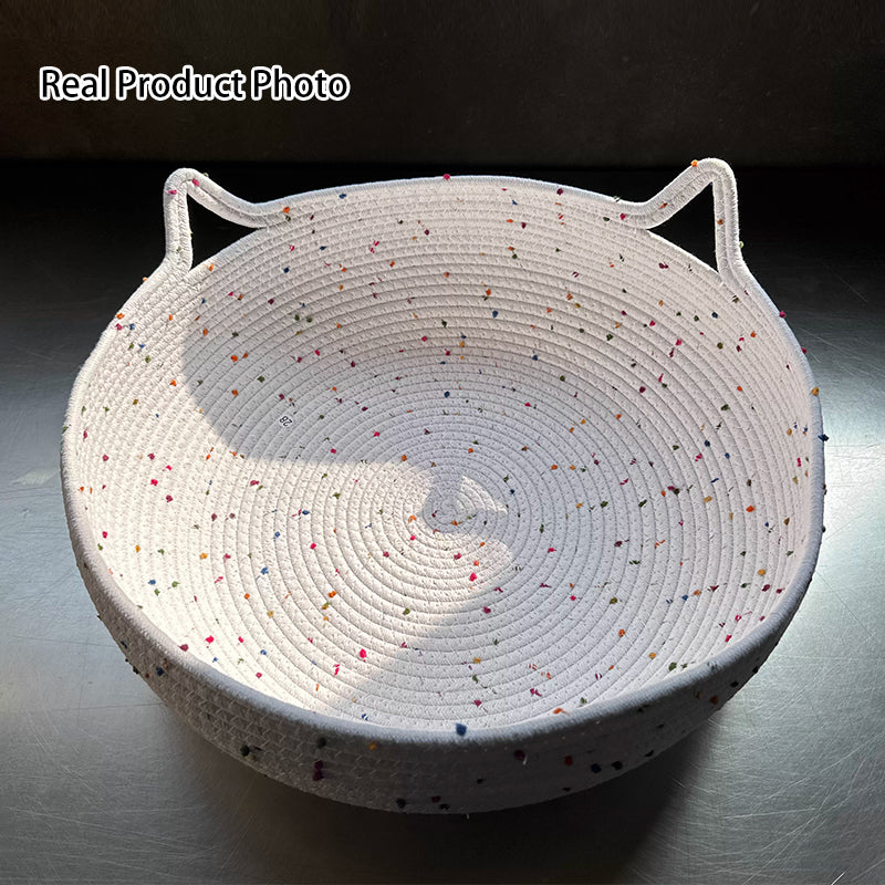 Contemporary Creative Cylindrical Cat Ear Design Cotton Rope Fabric Bamboo Cat Bed Toy Ball For Bedroom Cuvalon