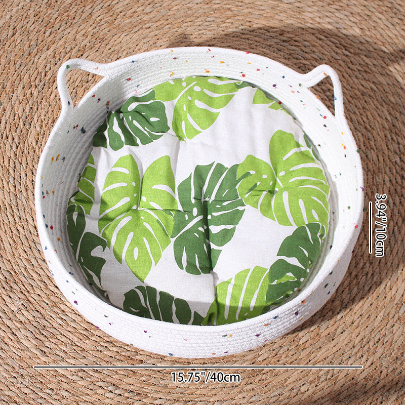 Contemporary Creative Cylindrical Cat Ear Design Cotton Rope Fabric Bamboo Cat Bed Toy Ball For Bedroom Cuvalon