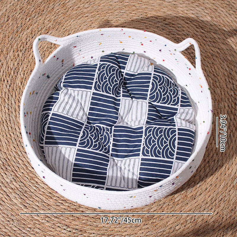Contemporary Creative Cylindrical Cat Ear Design Cotton Rope Fabric Bamboo Cat Bed Toy Ball For Bedroom Cuvalon