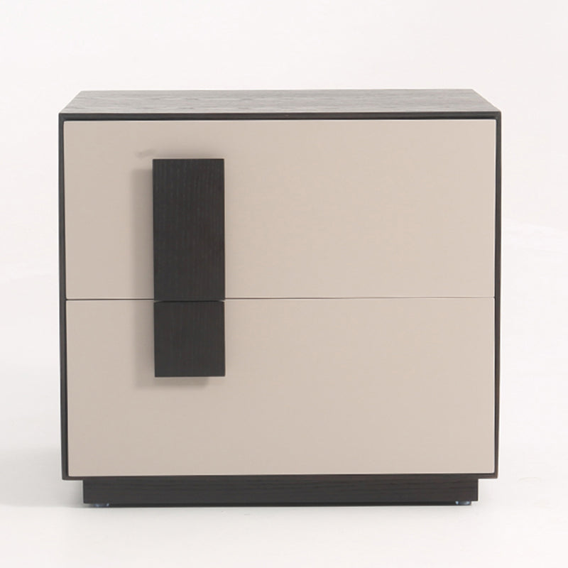 Modern Mid-Century Black & Walnut 2-Drawer Storage Nightstand - Color Blocking Frame Bedside Table For Bedroom Cuvalon