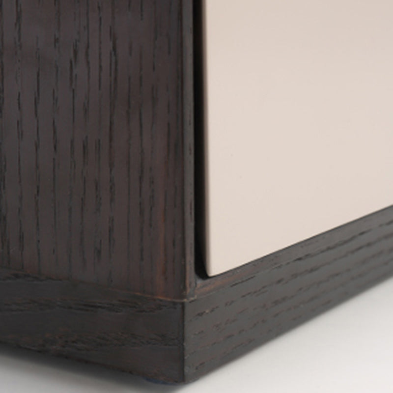 Modern Mid-Century Black & Walnut 2-Drawer Storage Nightstand - Color Blocking Frame Bedside Table For Bedroom Cuvalon