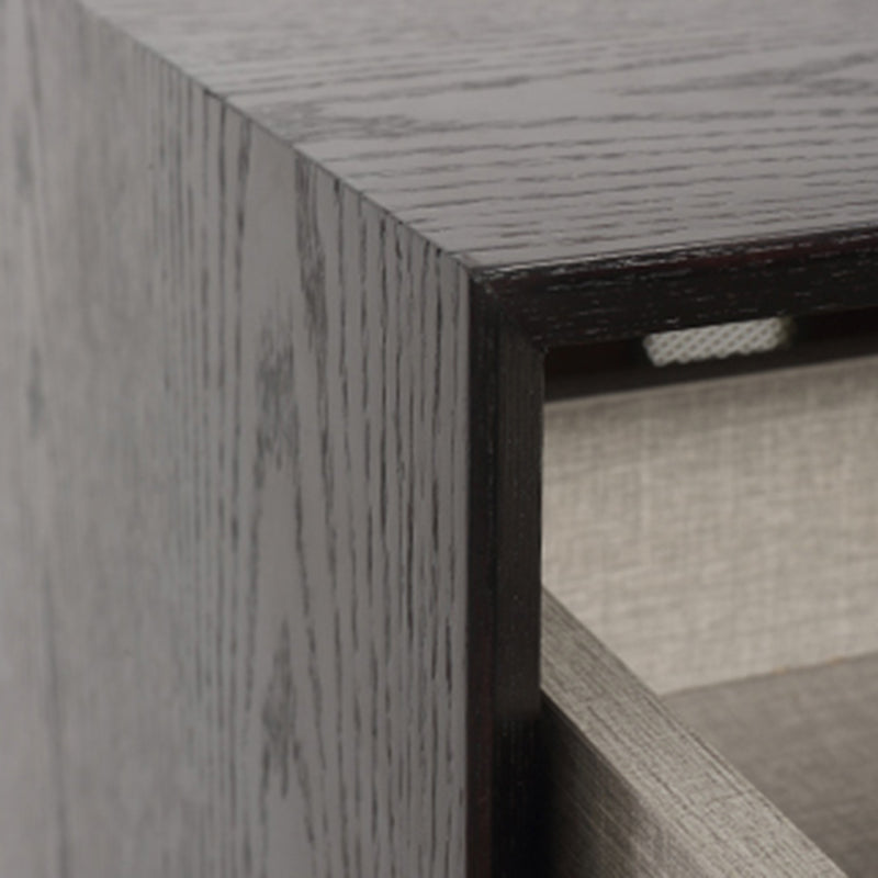 Modern Mid-Century Black & Walnut 2-Drawer Storage Nightstand - Color Blocking Frame Bedside Table For Bedroom Cuvalon