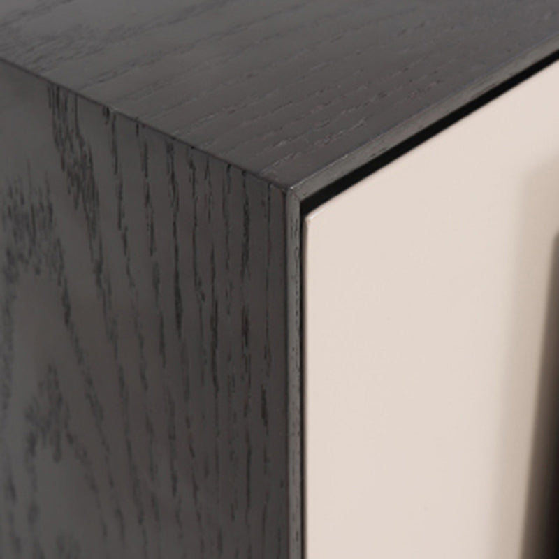 Modern Mid-Century Black & Walnut 2-Drawer Storage Nightstand - Color Blocking Frame Bedside Table For Bedroom Cuvalon
