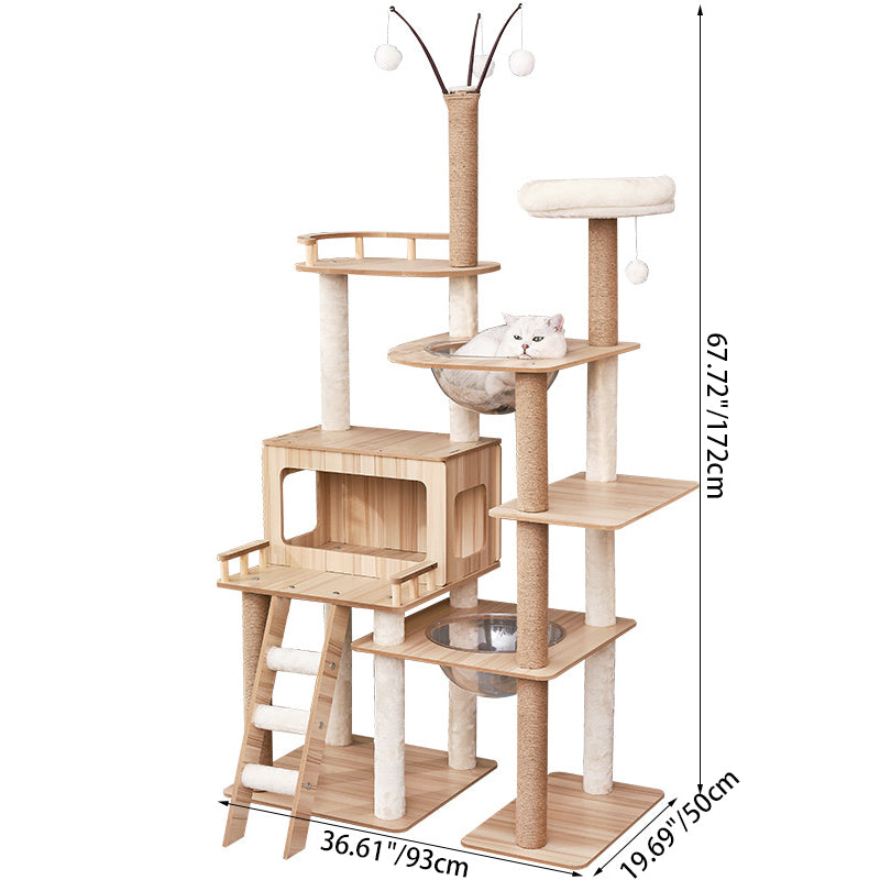 Contemporary Scandinavian Rectangular Medium-Density Fiberboard Acrylic Multi-Functional Cat Tree For Living Room Cuvalon
