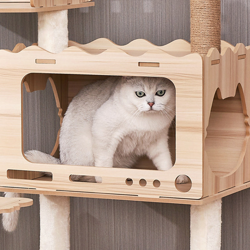 Contemporary Scandinavian Rectangular Medium-Density Fiberboard Acrylic Multi-Functional Cat Tree For Living Room Cuvalon