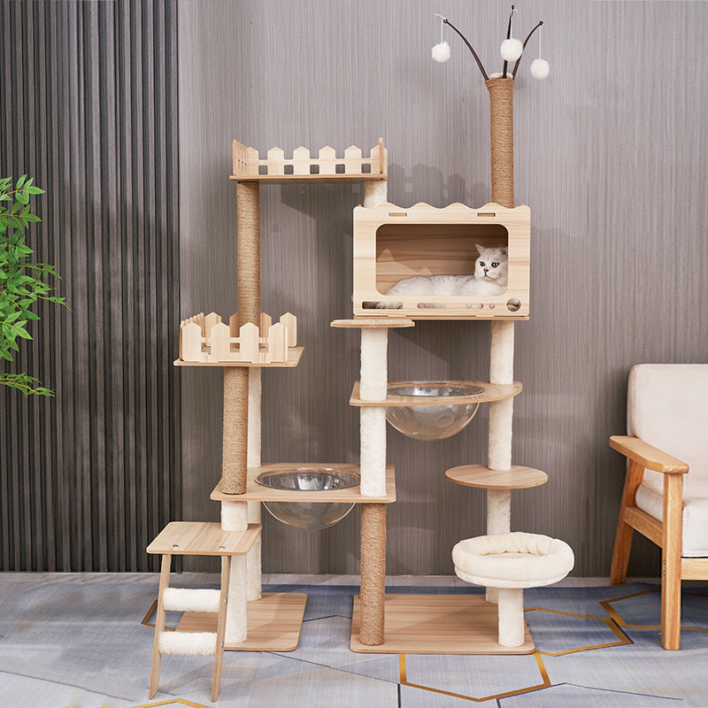 Contemporary Scandinavian Rectangular Medium-Density Fiberboard Acrylic Multi-Functional Cat Tree For Living Room Cuvalon