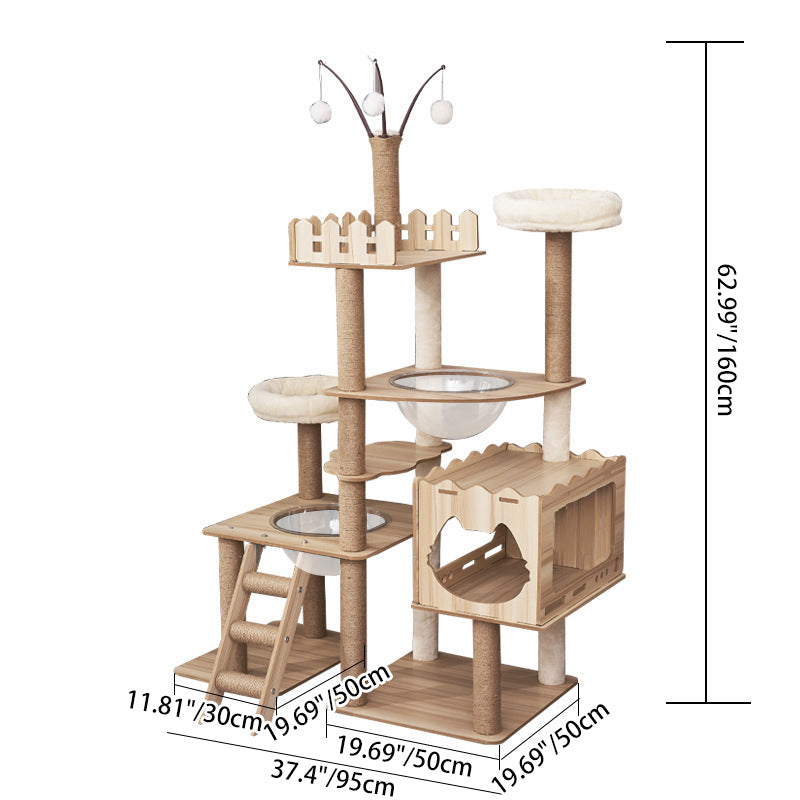 Contemporary Scandinavian Rectangular Medium-Density Fiberboard Acrylic Multi-Functional Cat Tree For Living Room Cuvalon