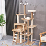 Contemporary Scandinavian Rectangular Medium-Density Fiberboard Acrylic Multi-Functional Cat Tree For Living Room Cuvalon