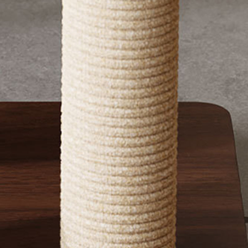 Contemporary Scandinavian Round Rubberwood Solid Wood Acrylic Multi-Functional Cat Tree For Living Room Cuvalon