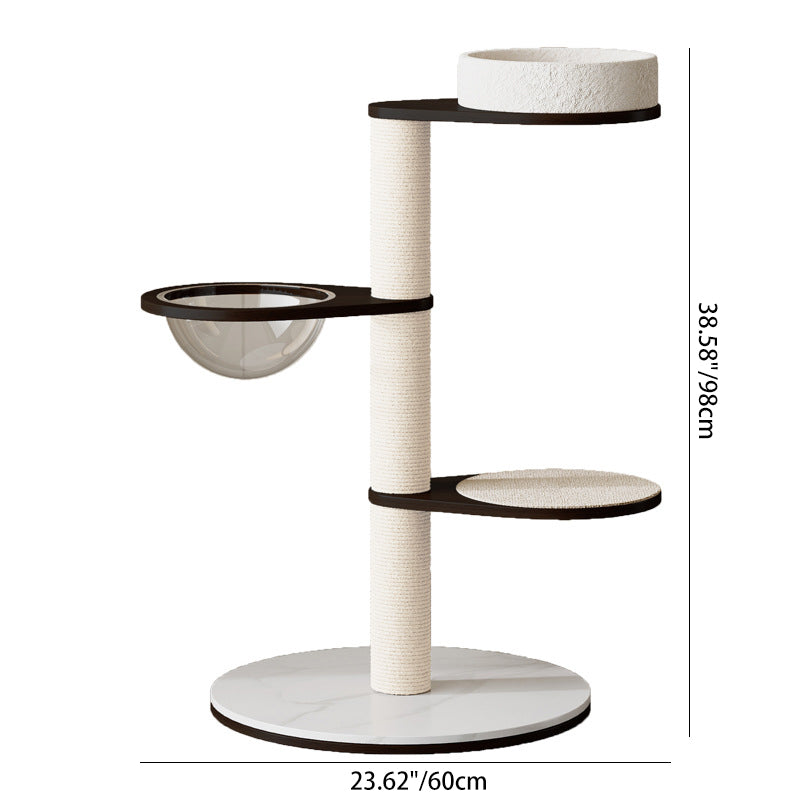 Contemporary Scandinavian Round Multi-Layer Solid Wood Panel Pine Stone Slab Multi-Functional Cat Tree For Living Room Cuvalon