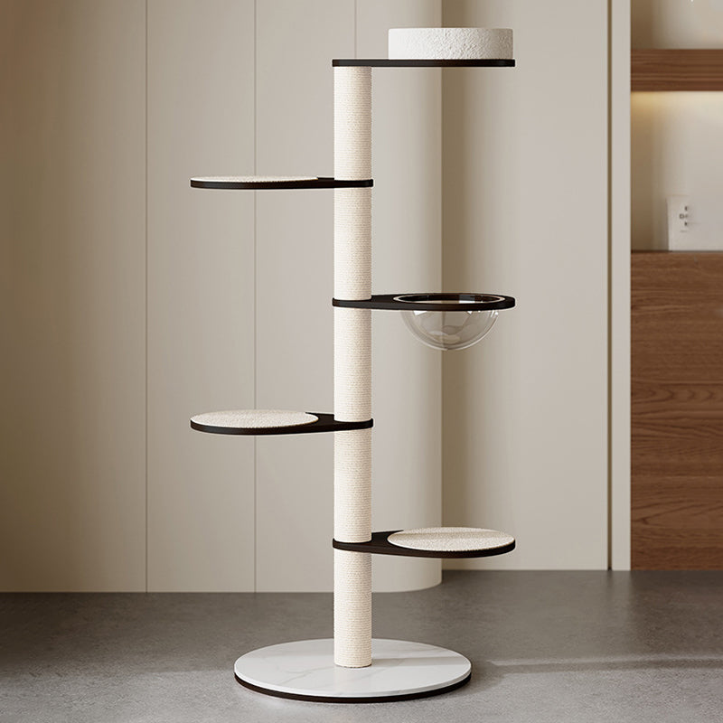 Contemporary Scandinavian Round Multi-Layer Solid Wood Panel Pine Stone Slab Multi-Functional Cat Tree For Living Room Cuvalon