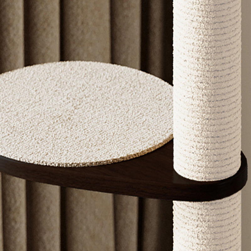Contemporary Scandinavian Round Multi-Layer Solid Wood Panel Pine Stone Slab Multi-Functional Cat Tree For Living Room Cuvalon