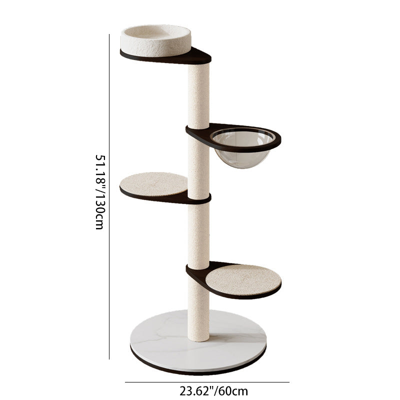 Contemporary Scandinavian Round Multi-Layer Solid Wood Panel Pine Stone Slab Multi-Functional Cat Tree For Living Room Cuvalon