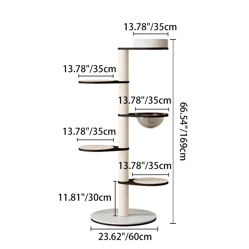 Contemporary Scandinavian Round Multi-Layer Solid Wood Panel Pine Stone Slab Multi-Functional Cat Tree For Living Room Cuvalon