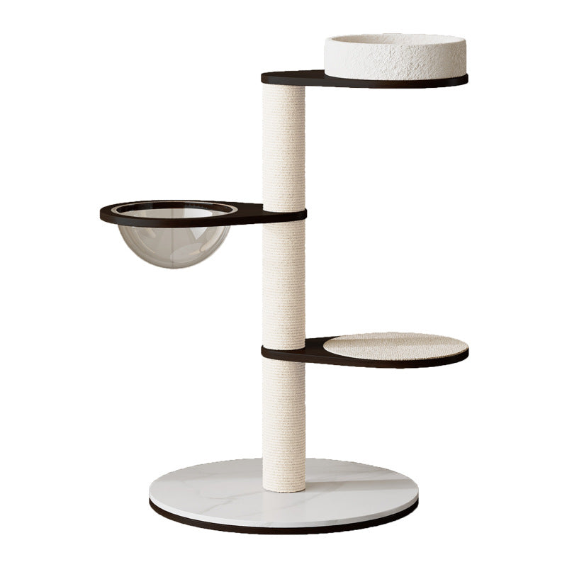 Contemporary Scandinavian Round Multi-Layer Solid Wood Panel Pine Stone Slab Multi-Functional Cat Tree For Living Room Cuvalon