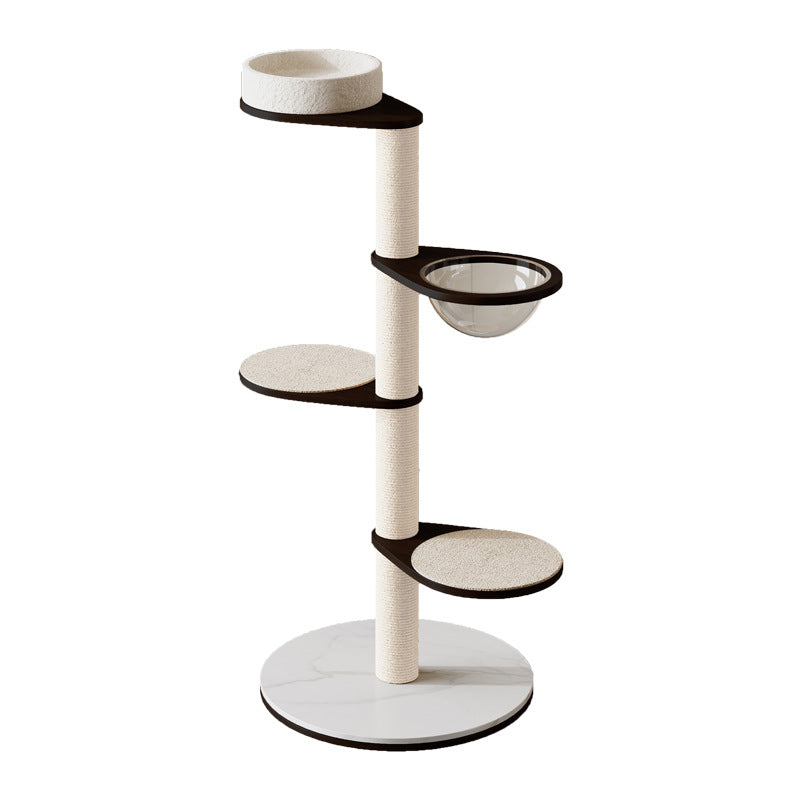 Contemporary Scandinavian Round Multi-Layer Solid Wood Panel Pine Stone Slab Multi-Functional Cat Tree For Living Room Cuvalon