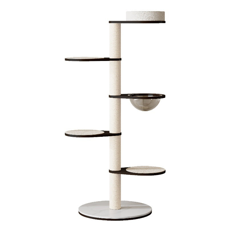 Contemporary Scandinavian Round Multi-Layer Solid Wood Panel Pine Stone Slab Multi-Functional Cat Tree For Living Room Cuvalon