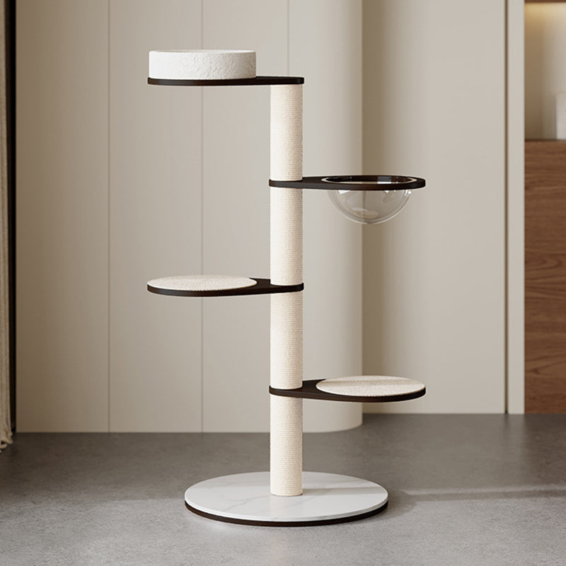 Contemporary Scandinavian Round Multi-Layer Solid Wood Panel Pine Stone Slab Multi-Functional Cat Tree For Living Room Cuvalon
