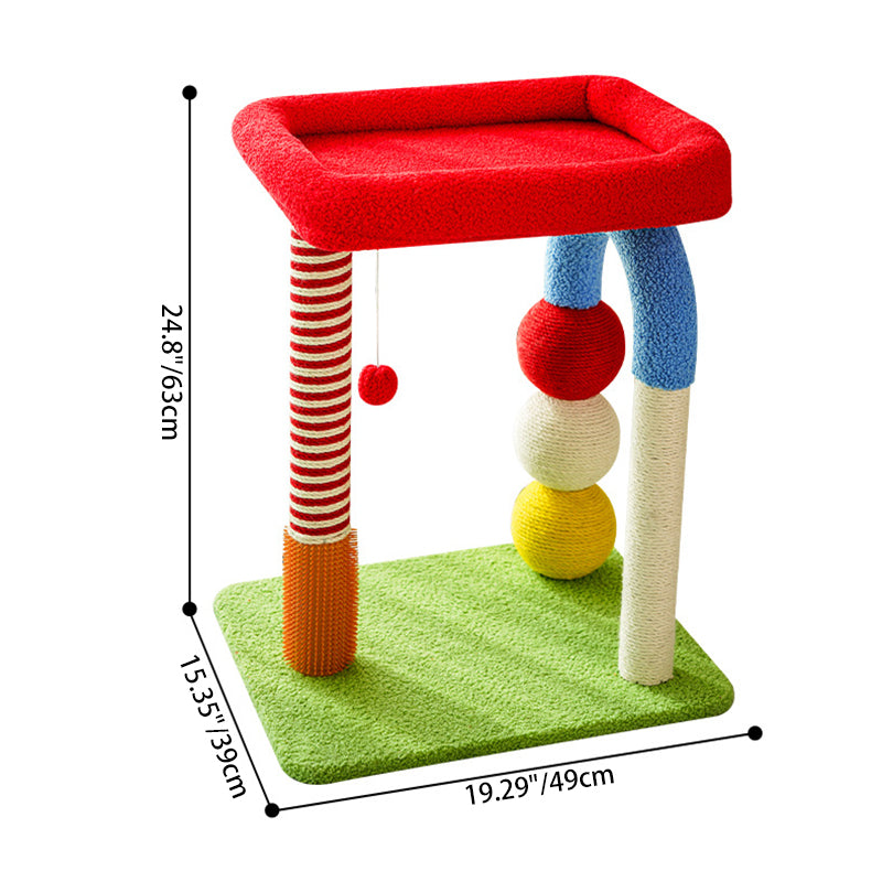 Contemporary Creative Square Medium-Density Fiberboard Velvet Fabric Sisal Multi-Functional Colorful Cat Tree For Living Room Cuvalon