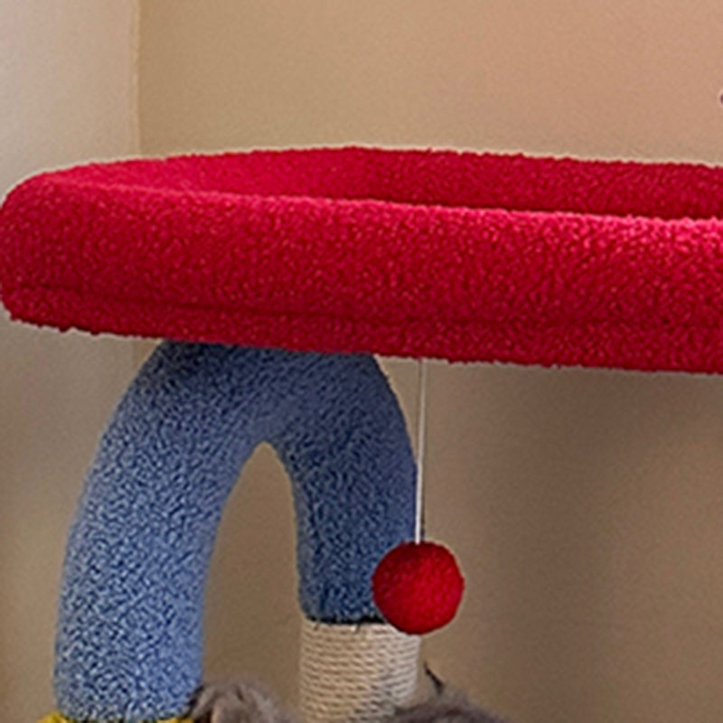 Contemporary Creative Square Medium-Density Fiberboard Velvet Fabric Sisal Multi-Functional Colorful Cat Tree For Living Room Cuvalon
