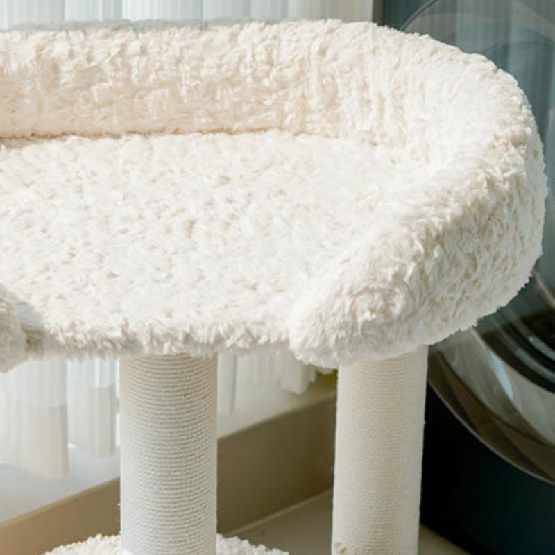 Contemporary Scandinavian Round Medium-Density Fiberboard Velvet Fabric Sisal Multi-Functional Cat Tree For Living Room Cuvalon