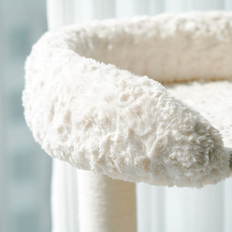 Contemporary Scandinavian Round Medium-Density Fiberboard Velvet Fabric Sisal Multi-Functional Cat Tree For Living Room Cuvalon
