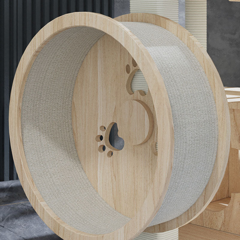 Contemporary Creative Rectangular Solid Pine Wood Acrylic Kraft Paper Rope Multi-Functional Cat Tree Multi-Level For Living Room Cuvalon