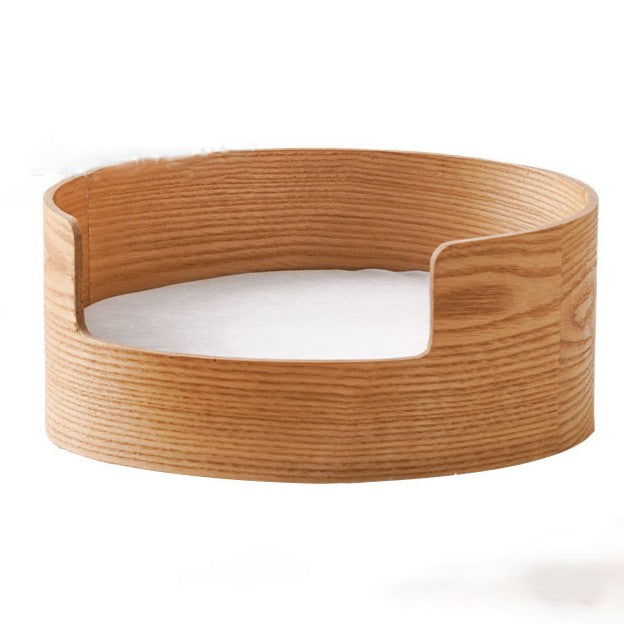 Traditional Vintage Round Veneered Multi-layer Solid Wood Panel Linen Sisal Cat Bed For Bedroom Cuvalon