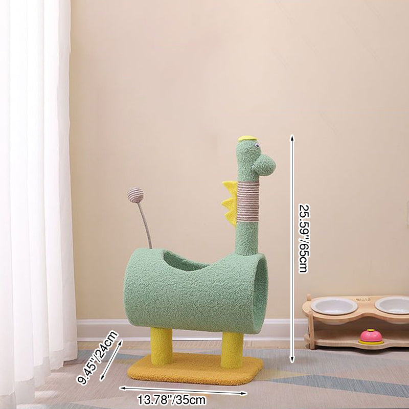 Contemporary Creative Cylindrical Chicken & Dinosaur-Shaped Fabric Sisal Paper Tube Medium-Density Fiberboard Multi-Functional Cat Tree For Bedroom Cuvalon