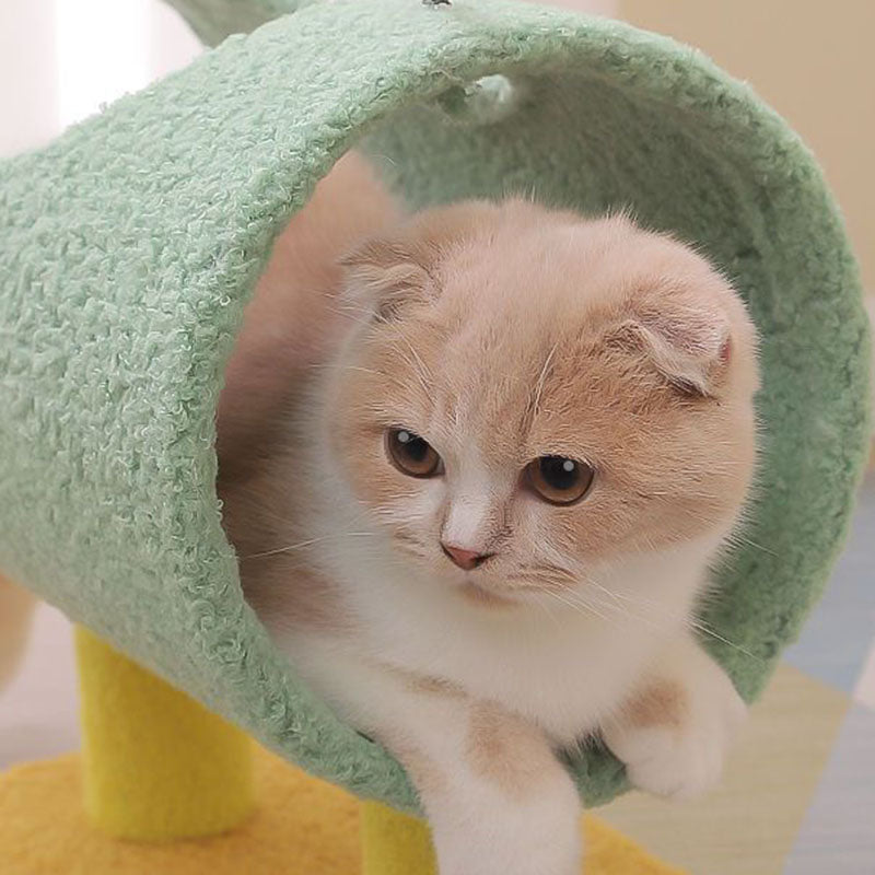 Contemporary Creative Cylindrical Chicken & Dinosaur-Shaped Fabric Sisal Paper Tube Medium-Density Fiberboard Multi-Functional Cat Tree For Bedroom Cuvalon