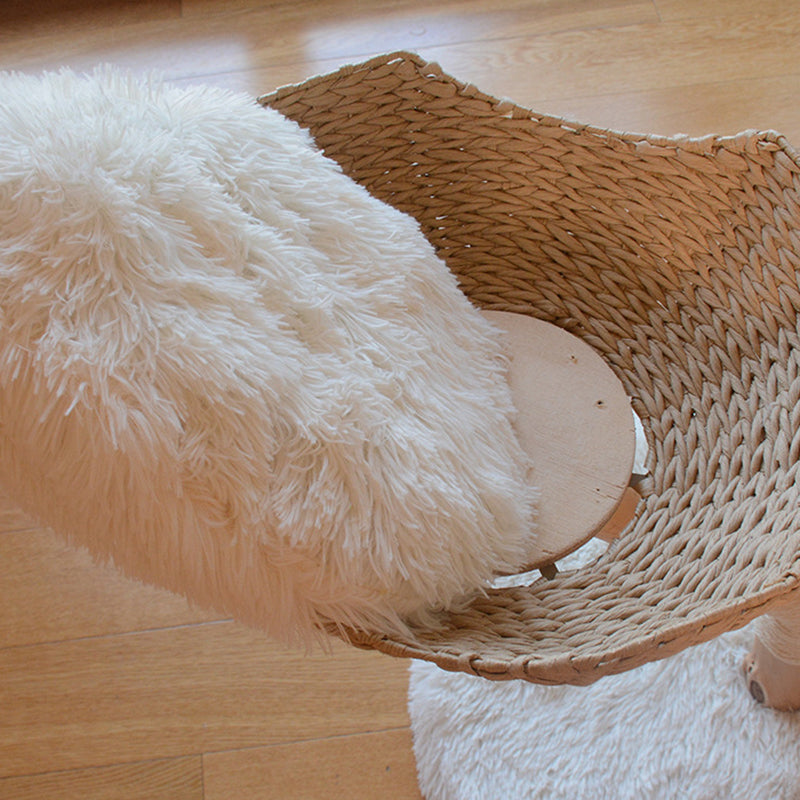 Contemporary Scandinavian Round Cloud-Shaped Natural Fruitwood Medium-Density Fiberboard Sisal Velvet Fabric Cat Tree For Living Room Cuvalon