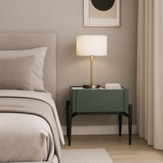 Modern Luxury Dark Green 1-Drawer Nightstand: Stiletto Legs High-End Accent Bedside Table For Bedroom Cuvalon
