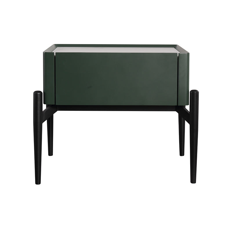 Modern Luxury Dark Green 1-Drawer Nightstand: Stiletto Legs High-End Accent Bedside Table For Bedroom Cuvalon