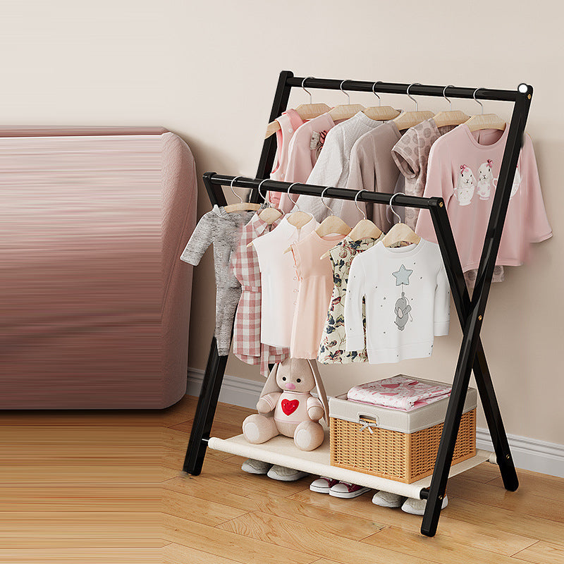 Contemporary Scandinavian Rectangular X-Shaped Natural Nan Bamboo Foldable Kids Hall Tree 3-Tier For Bedroom Cuvalon